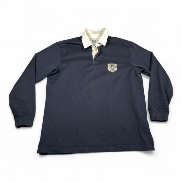 Eddie Bauer Polo Shirt Adult LARGE TALL Blue Rugby Sport Shop Big Logo Preppy - Picture 1 of 11